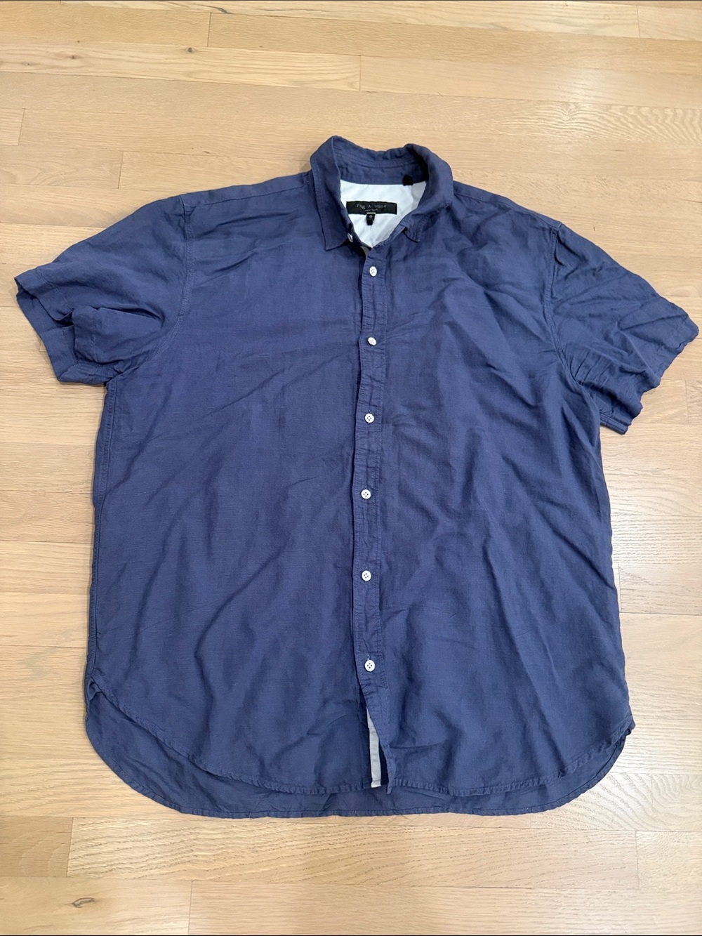 Rag & Bone Navy Short-Sleeve Button-Up Shirt - Classic Casual